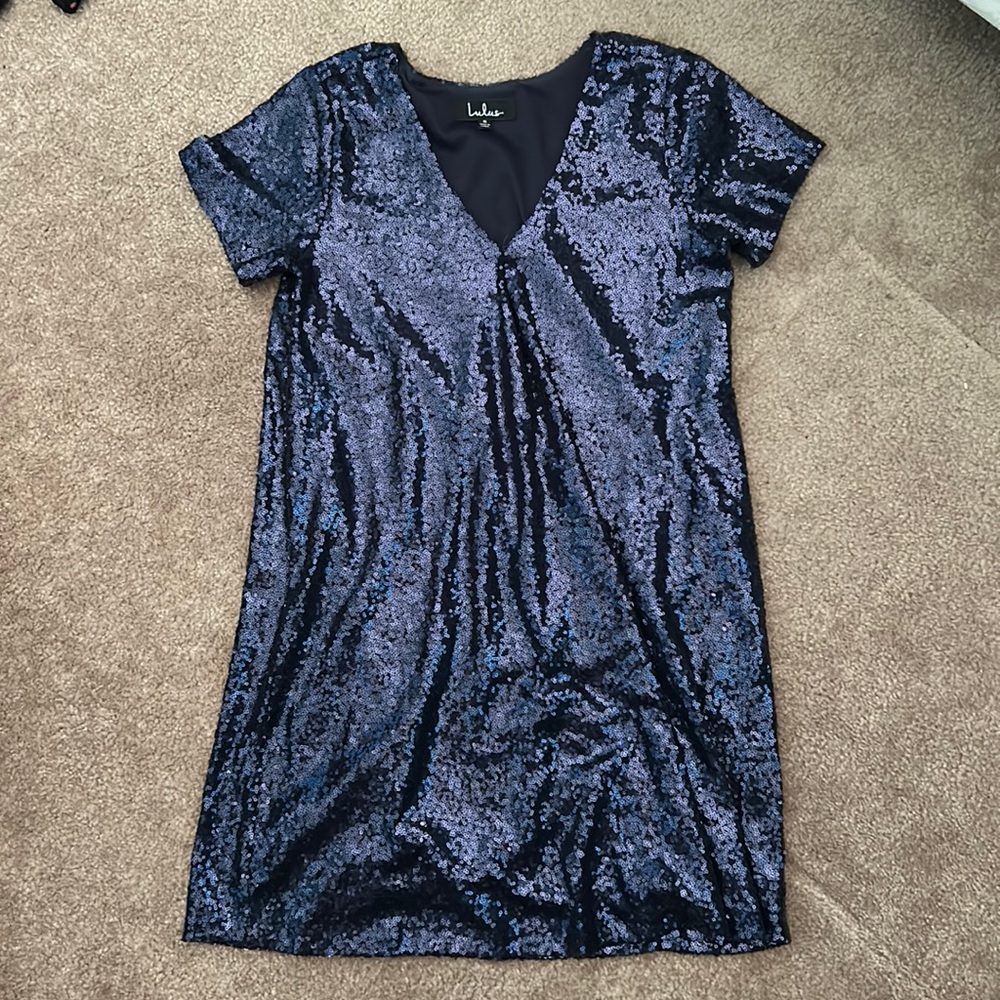 Navy blue Lulu’s sequence dress. Size small